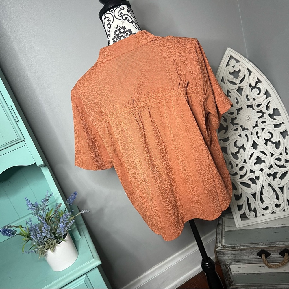 Athleta Echo Button Down Top Size Small Medium Large NWT Copper Orange - Picture 8 of 15